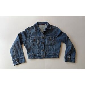 Guess Jeans Denim Jacket Stretch Girls Size S Embroidered Made USA